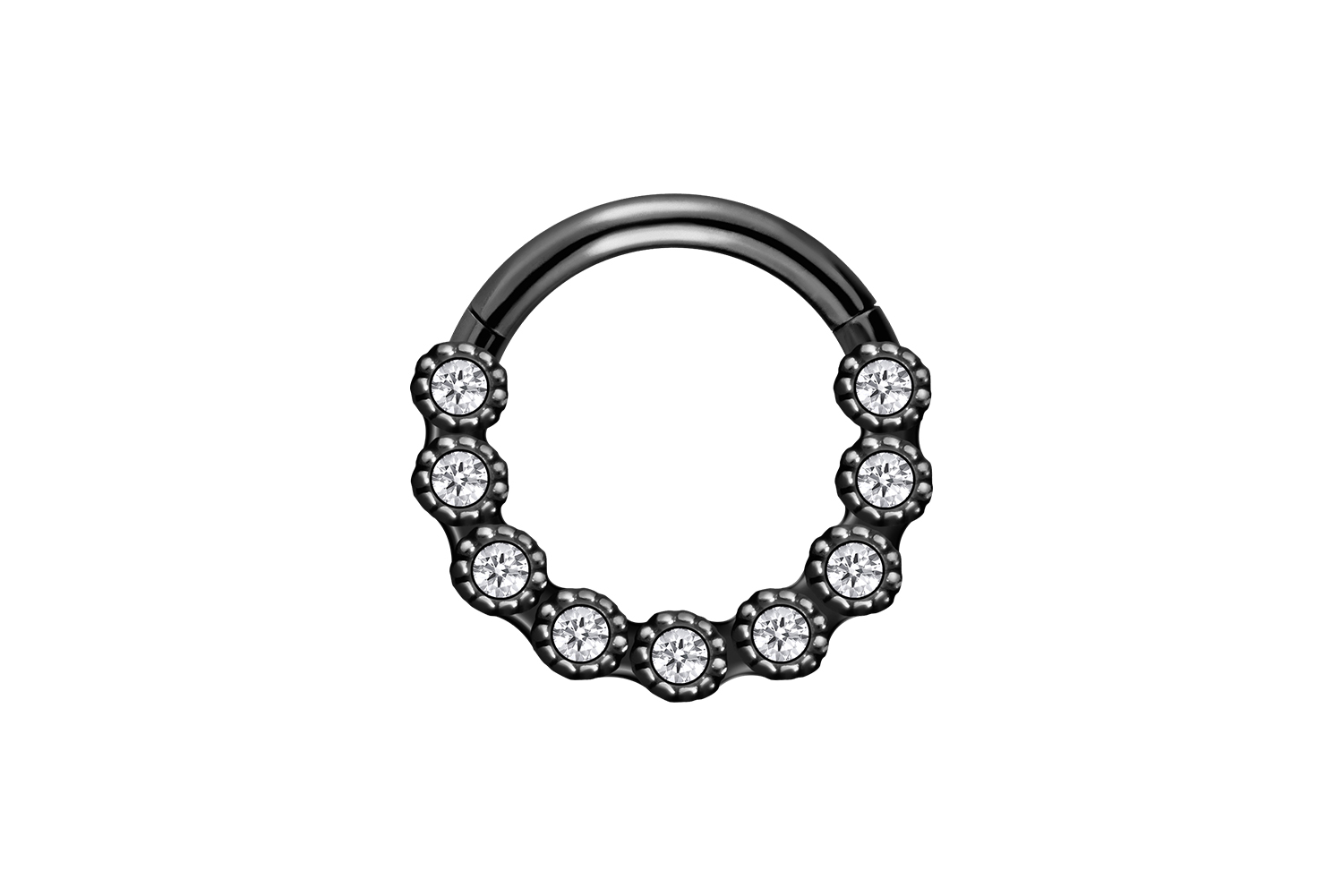 Chirurgenstahl Segmentring Clicker Piercing 9 KRISTALLE